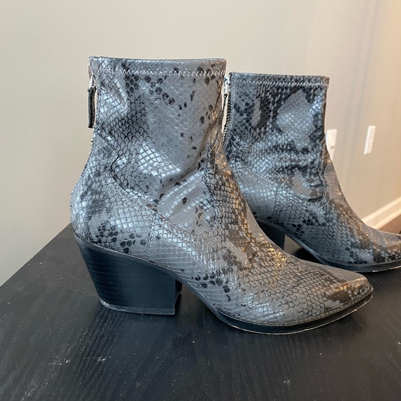 Dolce Vita Grey & Black Snake Skin Ankle Boot - Picture 2 of 4